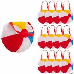 Budget โ๏ธ 12" x 12" Medium Beach Ball-Shaped Nonwoven Tote Bags -12 Pc. ๐
