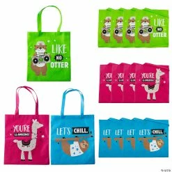 Hot Sale โญ 15" x 17" Large Funtastic Animal Nonwoven Tote Bags - 12 Pc. ๐