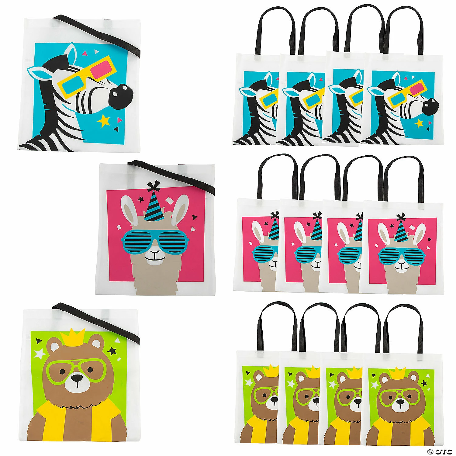 Outlet π 15" x 17" Large Party Animal Nonwoven Tote Bags - 12 Pc. π§¨