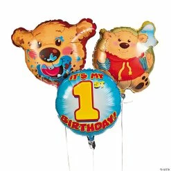New ⌛ 1st 🥳 Birthday Bear Mylar Balloonst - 3 Pc. 🤩