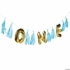 Cheapest 🎁 1st 🎂 Birthday Blue Mylar Balloon Garland - 6 ft. x 10" 🛒