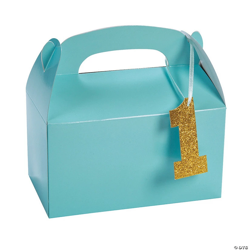 Promo β 1st π₯³ Birthday Light Blue π₯³ Birthday Favor Boxes with Tag - 12 Pc. π