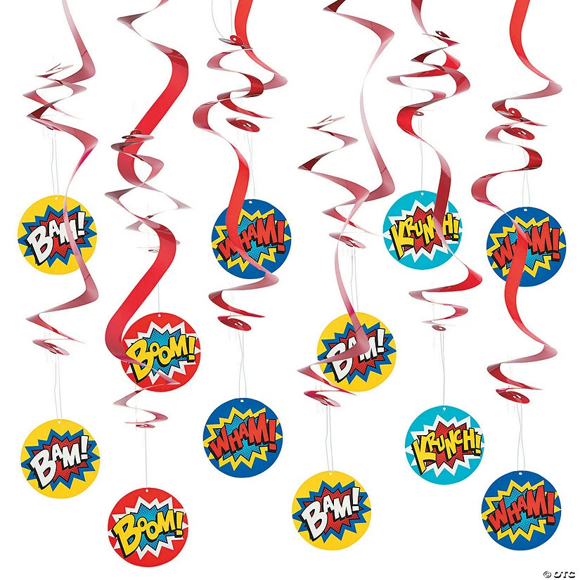 Cheap π₯ 28" Superhero Hanging Swirls - 12 Pc. β€οΈ