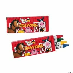 Cheap 🛒 4-Color Farm Party Crayons - 24 Boxes 😍