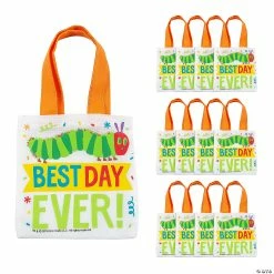 New ๐ 6 1/2" x 6" Mini Eric Carleโs The Very Hungry Caterpillarโข Nonwoven Tote Bags - 12 Pc. ๐