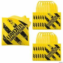 Top 10 💯 6" x 6" Mini Yellow Nonwoven Construction Zone Tote Bags - 12 Pc. 🥰