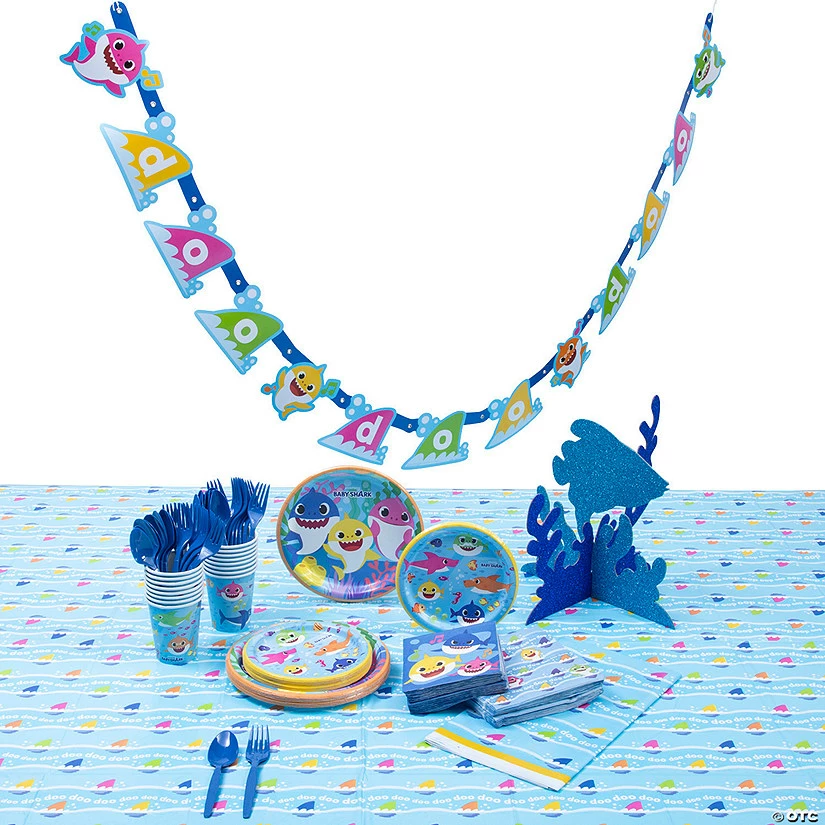 Wholesale π Baby Shark Tableware Kit for 16 Guests π€©