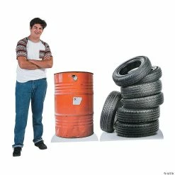 Deals 🎁 Barrel & Tires Barricade Life-Size Cardboard Stand-Ups - 2 Pc. 👏