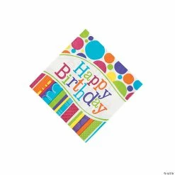 Wholesale ✔️ Bright & Bold 🎂 Birthday Beverage Napkins - 16 Pc. 👏