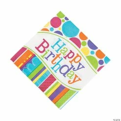 New 😍 Bright & Bold 🎂 Birthday Luncheon Napkins - 16 Pc. 🤩