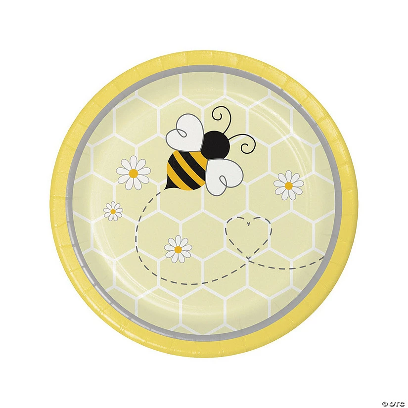 New π Bumblebee Party Round Paper Dessert Plates - 8 Ct. π