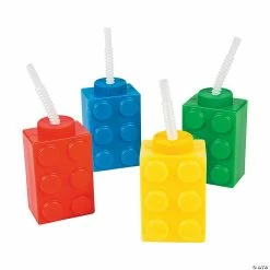 Top 10 🔔 Color Brick Party Cups with Straws - 8 Ct. 💯