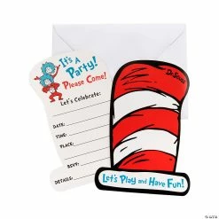 Outlet ❤️ Dr. Seuss™ The Cat in the Hat™ Invitations with Envelopes - 24 Pc. 🎉