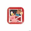 Cheap ✔️ Farm Party Animal Rooster, Horse, Pig Square Paper Dessert Plates - 8 Ct. ❤️