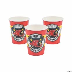 New 🤩 Firefighter Helmet & Axe Paper Cups - 8 Pc. 👏