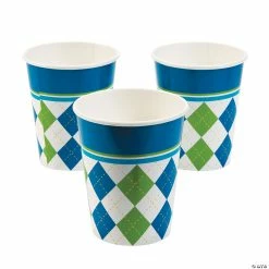 Best Sale 😀 Golf Par-Tee Checkered Blue & Green Paper Cups - 8 Pc. ⭐