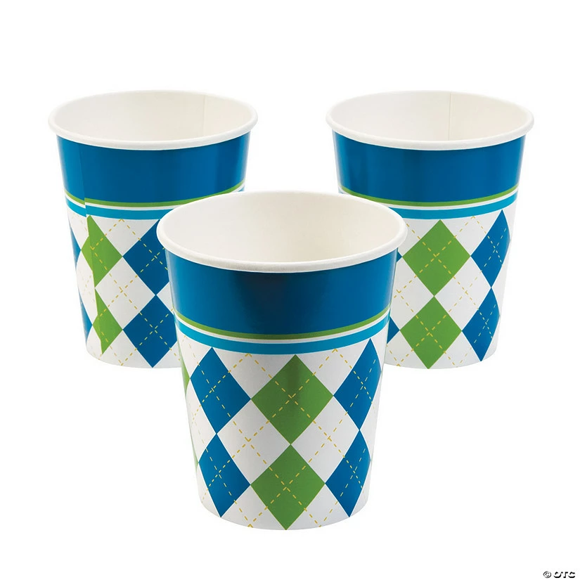 Best Sale ๐ Golf Par-Tee Checkered Blue & Green Paper Cups - 8 Pc. โญ