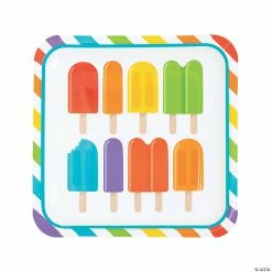 Promo 👍 Ice Pop Party Square Paper Dinner Plates - 8 Ct. ✨