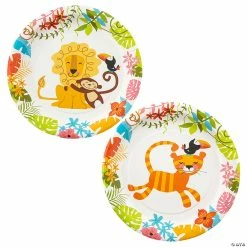 Flash Sale 👏 Jungle Baby Shower Lion, Monkey, Toucan Paper Dessert Plates - 8 Ct. 🥰