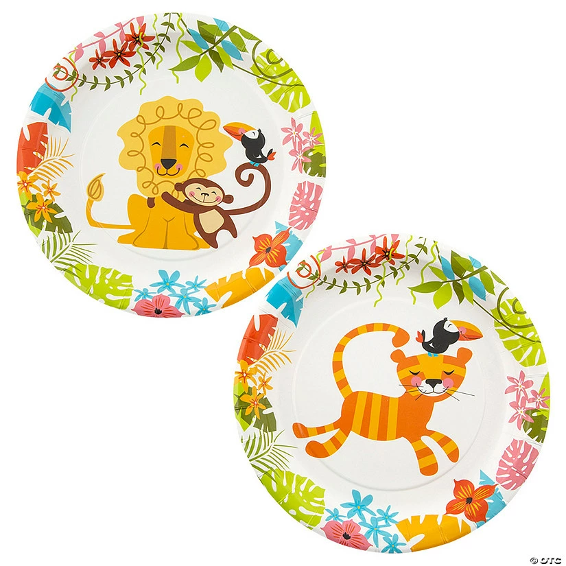 Flash Sale ๐ Jungle Baby Shower Lion, Monkey, Toucan Paper Dessert Plates - 8 Ct. ๐ฅฐ
