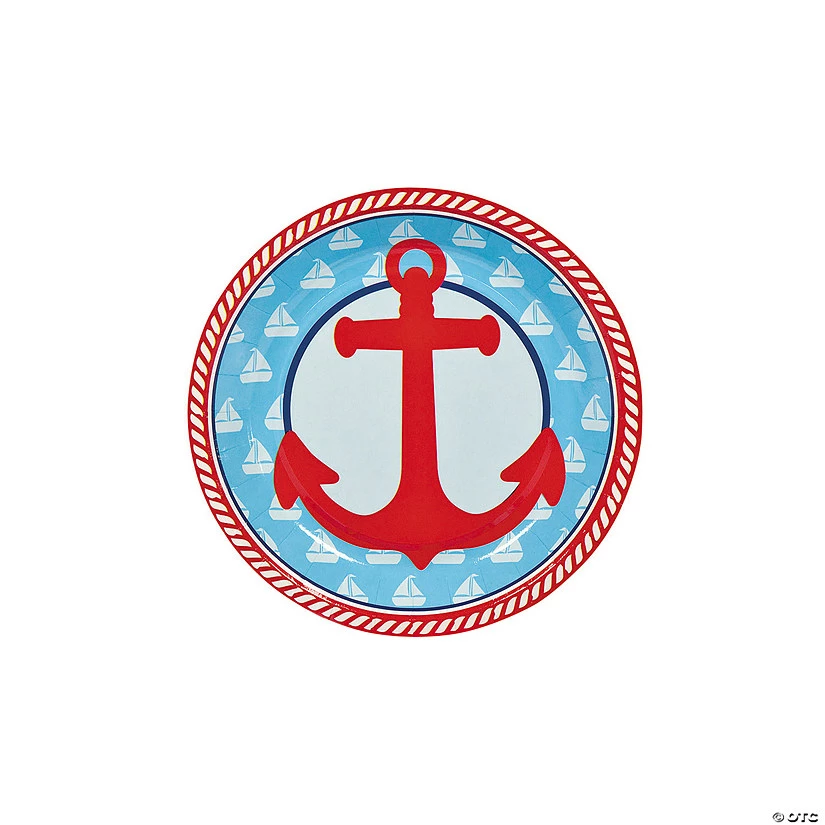 Deals π Little Sailor Party Red Anchor Paper Dessert Plates - 8 Ct. π€©