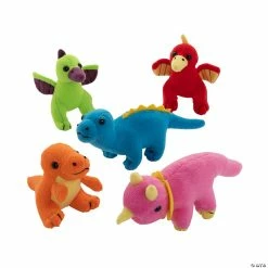 Deals 🎁 Mini Neon Stuffed Dinosaurs - 12 Pc. 🧨