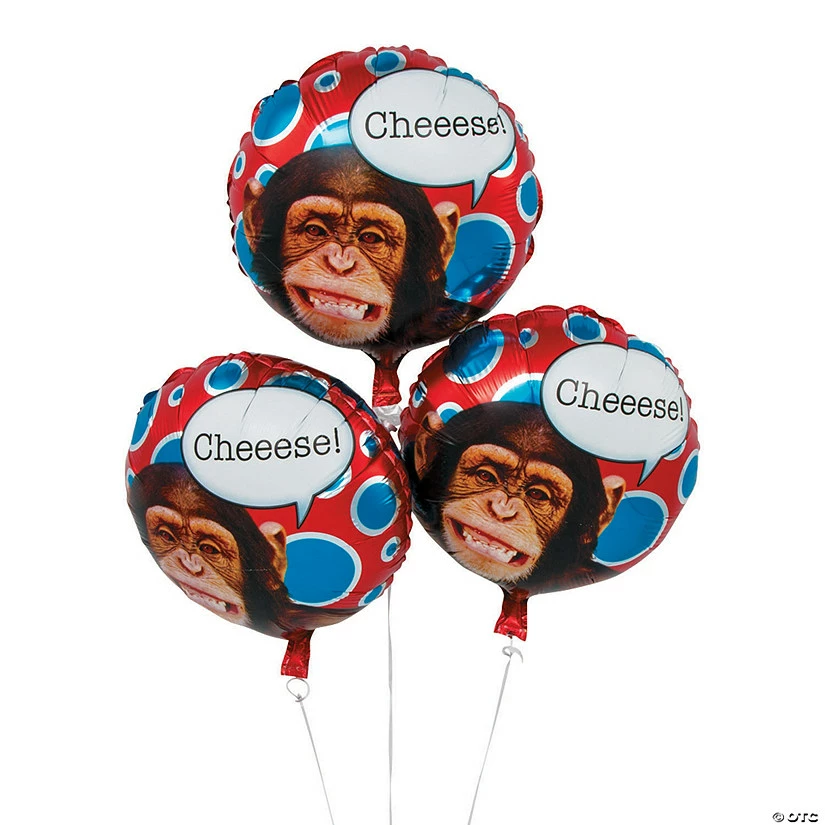 Wholesale βοΈ Monkey 18" Mylar Balloon - 3 Pc. π
