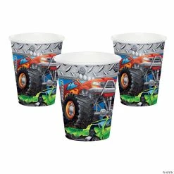 Budget 🎉 Monster Truck Party Big Wheels Paper Cups - 8 Pc. 🤩
