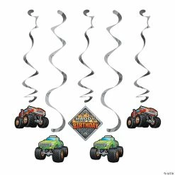 Wholesale ⌛ Monster Truck Party Hanging Swirl Decorations - 5 Pc. 🎉