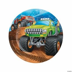 Promo 💯 Monster Truck Party Paper Dessert Plates - 8 Ct. 💯