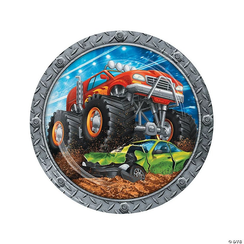Coupon β¨ Monster Truck Party Paper Dinner Plates - 8 Ct. π