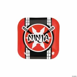 Deals 😀 Ninja Warrior Party Samurai Swords Square Paper Dessert Plates - 8 Ct. 🧨