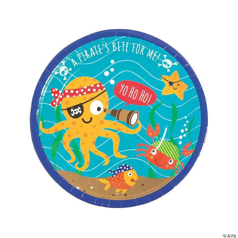 New ⭐ Pirate Animals Paper Dinner Plates - 8 Ct. 👍