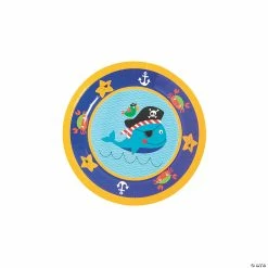 New 🔥 Pirate Animals Whale, Crab, Starfish, Parrot Paper Dessert Plates - 8 Ct. 🌟