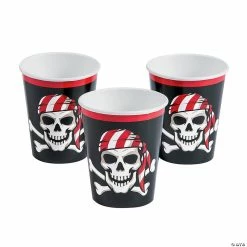 Brand new 👍 Pirate Jolly Roger Skull & Crossbones Paper Cups - 8 Pc. ⭐