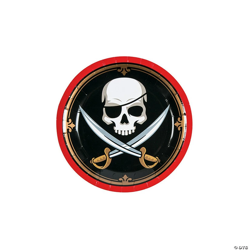 Coupon βοΈ Pirate Party Skull & Crossed Swords Paper Dessert Plates - 8 Ct. π―