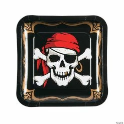 Cheap 👍 Pirate Square Paper Dinner Plates - 8 Ct. 🥰