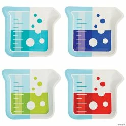 Budget ❤️ Science Party Beaker-Shaped Paper Dessert Plates - 8 Ct. 🥰