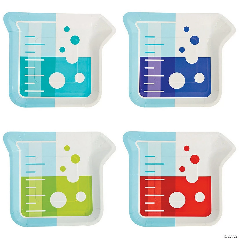 Budget β€οΈ Science Party Beaker-Shaped Paper Dessert Plates - 8 Ct. π₯°