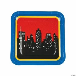 Budget ❤️ Superhero Square Paper Dinner Plates - 8 Ct. 💯