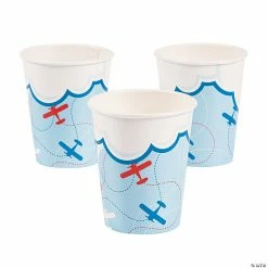 Wholesale 🔔 Up & Away Airplanes & Clouds Paper Cups - 8 Pc. ✔️
