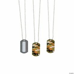 Deals 🔥 Write-A-Name Camouflage 🐶 Dog Tag Necklaces - 12 Pc. ⭐